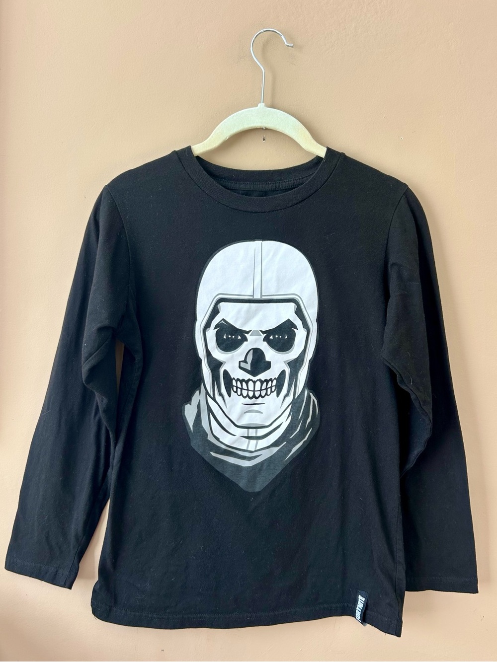 Fortnite Black Skull Trooper Long Sleeve Graphic Tee Boys Size Large - Picture 3 of 5